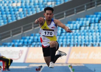 Jaguh lompat kijang negara, Andre Anura Nuar berjaya meraih pingat emas di Sukan SEA Kemboja 2023 hari ini yang berlangsung di Stadium Morodok Techo, Phnom Penh.