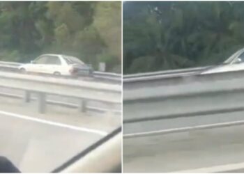 TANGKAP layar video tular kejadian sebuah kereta yang dipandu secara melawan arus di Kilometer 17 sehingga 19 Lebuhraya Seremban-Port Dickson.