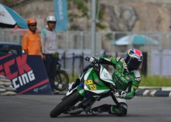 Pelumba Onexox TKKR Racing, Md Muzakkir Mohamad mengidam untuk menaiki podium menjelang perlumbaan pusingan ketiga Kejuaraan Cub Prix yang bermula hari ini di Litar Jasin, Melaka. (FOTO: Onexox TKKR Racing)