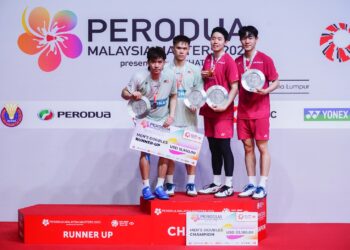 Man Wei Chong-Tee Kai Wun tunduk kepada Kang Min Hyuk-Seo Seung Jae pada perlawanan akhir beregu lelaki Malaysia Masters 2023 di Axiata Arena, Bukit Jalil, Kuala Lumpur, hari ini. Foto: SHIDDIEQIIN ZON