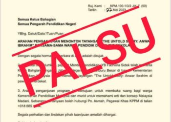 TANGKAP layar surat arahan penganjuran program tayangan filem The Untold Story: Anwar Ibrahim.