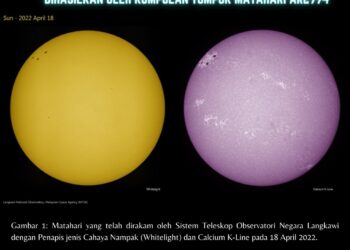 TANGKAP layar memaparkan keadan suar suria yang berlaku 17 April lalu di matahari. - Ihsan Mysa