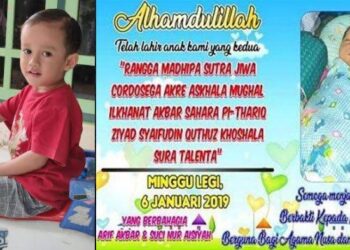 ANAK lelaki pasangan suami isteri, Arif Akbar dan Suci Nur Aisyiah kini memasuki usia dua tahun. – AGENSI