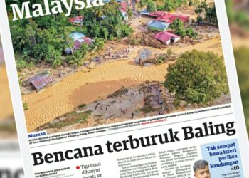 KERATAN laporan muka depan Utusan Malaysia berhubung bencana di Baling, Kedah pada awal Julai lalu.