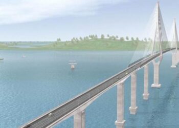 ILUSTRASI jambatan Batam-Bintan yang bakal menjadi jambatan terpanjang di Indonesia apabila siap dibina kelak. - AGENSI