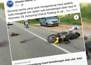 KERATAN laporan Utusan Malaysia berhubung kemalangan jalan raya mengorbankan seorang wanita di Sik, Kedah, baru-baru ini.