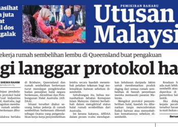 Laporan Utusan Malaysia mengenai isu daging halal di Australia Selasa lalu.