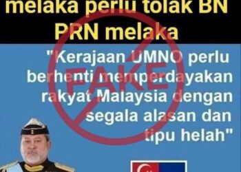 POSTER tular yang palsu mengaitkan Sultan Ibrahim Sultan Iskandar menyeru masyarakat menolak BN dalam PRN Melaka.