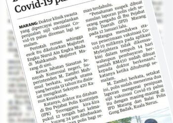 KERATAN laporan Utusan Online.