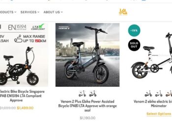 PELBAGAI jenis e-basikal yang dijual menerusi laman Kernel Singapore. 