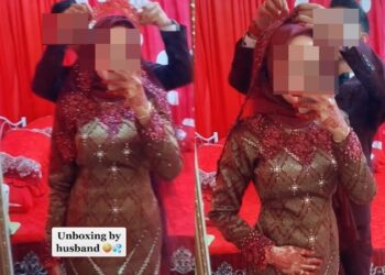 TANGKAP layar video pasangan melakukan 'unboxing pengantin'. - MEDIA SOSIAL