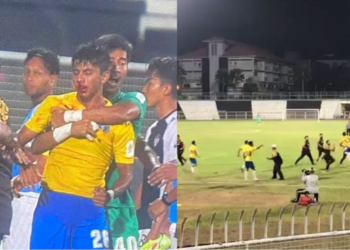 SALAH seorang pemain Penang FC , Adib kelihatan cedera di hidung. Foto: Twitter Ultras Panthers