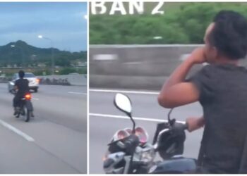 TANGKAP layar video yang tular di Facebook pada 2 Julai lalu memaparkan seorang lelaki menunggang dalam keadaan khayal disyaki menghidu gam.