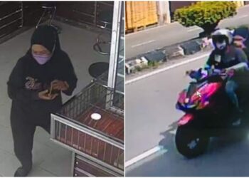 RAKAMAN video daripada kamera litar tertutup (CCTV) menunjukkan seorang wanita yang disyaki melarikan seutas gelang tangan emas dari sebuah kedai emas di pekan Kuala Pilah, Negeri Sembilan, petang semalam.
