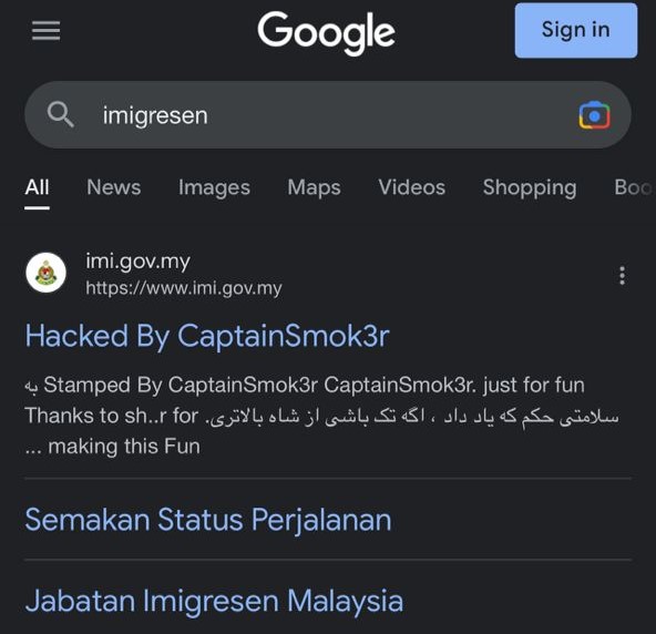 Laman web Imigresen sedang diselenggara, dipercayai digodam 2