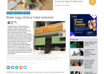 TANGKAP layar laporan Utusan Online hari ini berkenaan tular sejak dua hari lalu di Facebook mengenai seorang penghantar makanan yang memaklumkan terdapat sebuah restoran di bandar Seremban yang dipercayai dikendalikan individu bukan Islam dengan status halalnya diragui.