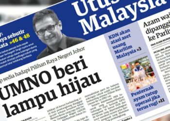 KERATAN akhbar Utusan Malaysia hari ini.