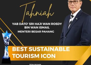 PAHANG menerima anugerah Ikon Pelancongan Mampan Terbaik sempena Anugerah Industri Pelancongan Malaysia 2022 yang merupakan pengiktirafan kepada Menteri Besar, Datuk Seri Wan Rosdy Wan Ismail dan kerajaan negeri.