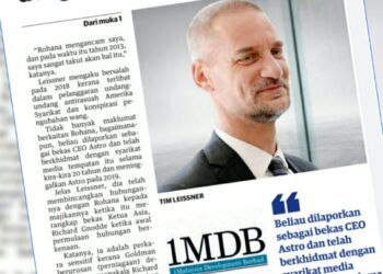 KERATAN laporan muka depan Utusan Malaysia hari ini.