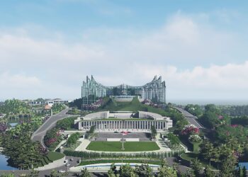 ILUSTRASI Istana Presiden yang bakal dibina pada masa depan di ibu negara baharu Indonesia, Nusantara di Kalimantan Timur.-AFP