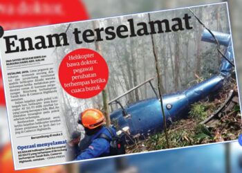 KERATAN laporan muka depan Utusan Malaysia hari ini.