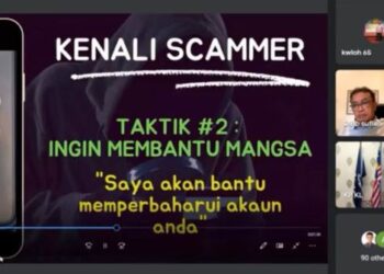 TOWN Hall Discussion Polis Kuala Lumpur Scammer Ancaman Sosial Dalam Komuniti Masyarakat menerusi aplikasi Google Meet, hari ini.