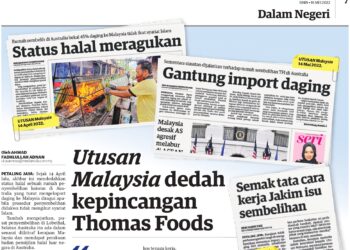 ANTARA laporan Utusan Malaysia mengenai isu daging halal Australia.