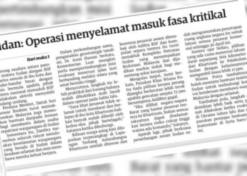 KERATAN laporan muka depan Utusan Malaysia hari ini.