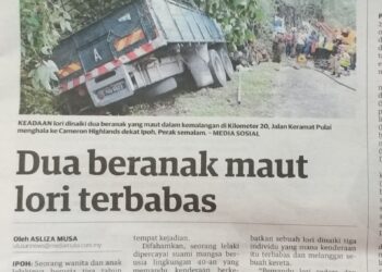 KERATAN akhbar Utusan Malaysia hari ini.