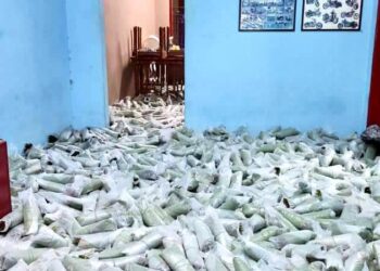 SEBANYAK 1.4 tan metrik daun dketum bernilai kira-kira RM42,000 memenuhi segenap ruang di sebuah rumah sewa di Kampung Kolam, Padang Besar, Perlis, semalam.