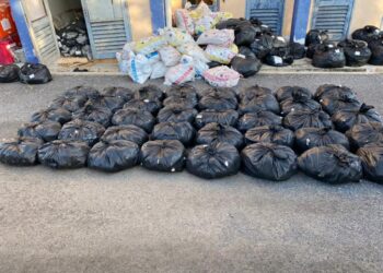 PASUKAN Polis Marin Kuala Kedah merampas kira-kira 948 kilogram daun ketum bernilai RM94,800 dalam dua serbuan berbeza di sekitar Beseri dan Kuala Perlis, sejak semalam.- UTUSAN