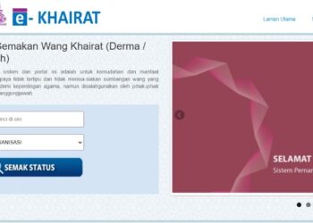 TANGKAP layar Portal Semakan Wang Khairat (Derma / Sedekah) yang diuruskan oleh pihak Jawhar.