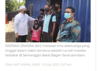 KERATAN laporan Utusan Online 8 Julai 2021