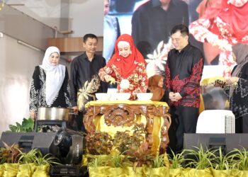 Raja Nazhatul Shima Sultan Idris Shah berkenan merasmikan Pesta Laksa Kuale di Kuala Kangsar. - UTUSAN/MUHAMAD NAZREEN SYAH MUSTHAFA