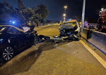 Kemalangan di BORR arah Bagan Ajam, Pulau Pinang pada Rabu minggu lalu.
