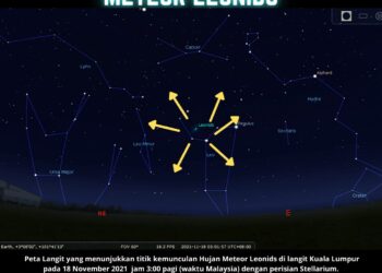 TANGKAP layar infografik MySA yang menggambarkan suasana awal pagi di Kuala Lumpur ketika berlaku fenomena hujan meteor Leonid.