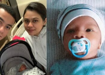 BAYI bernama Zayn Nabeel Abdat berusia dua bulan di samping ibu bapanya sedang menerima rawatan di Unit Rawatan Rapi.-INSTAGRAM