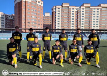 BARISAN kesebelasan utama skuad Bawah 22 tahun negara dalam aksi pertama Kumpulan J kelayakan Piala Asia B-23 menentang Laos di Stadium MFF, Ulaanbaatar, sebentar tadi.