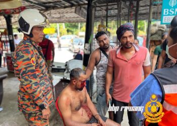 KEADAAN lelaki warga India yang cedera ketika mandi di Taman Rimba Rinching, Selayang petang tadi.