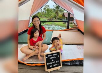 GAMBAR Yu Siew Pay ketika bercuti di tapak perkhemahan Fathers’ Organic Farm, Jalan Batang Kali-Genting Highlands, Selangor.