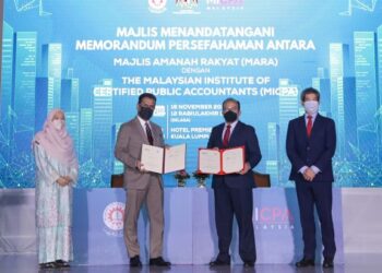 MAJLIS menandatangani kerjasama antara Mara, ACCA dan MICPA di Kuala Lumpur, kelmarin.