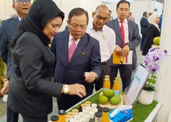 AHMAD HAMZAH  melawat pameran selepas melancarkan lima penyelidikan MARDI  di Serdang semalam.