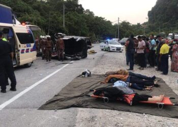 KEMALANGAN ngeri mengorbankan tujuh mangsa di Ipoh, Perak. - FOTO/MEDIA SOSIAL