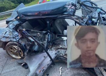 NOR Azli Abdul Fattah meninggal di tempat kejadian dalam kemalangan di Kilometer 215.1 PLUS arah Selatan berdekatan Alor Gajah, Melaka. - FOTO/DIYANATUL ATIQAH ZAKARYA