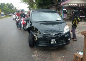 MUHAMMAD Azizan Azhar terseret sejauh 25 meter sebelum dirempuh sebuah Perodua Alza dalam kejadian di Jalan Bachang, Melaka. - FOTO/MUHAMMAD SHAHIZAM TAZALI