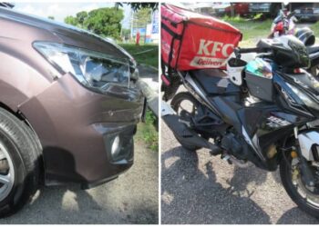 TIGA buah kenderaan yang terbabit nahas yang meragut nyawa seorang pengawal keselamatan dalam kejadian di Kilometer 25.5 Jalan Seremban-Tampin dekat Rembau, petang semalam.