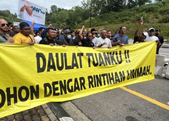 SEKUMPULAN NGO Melayu dan Islam berhimpun secara aman berhampiran Istana Negara, hari ini.