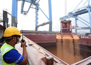 SEORANG kakitangan Northport menyelia operasi kargo konvensional
di pelabuhan itu.