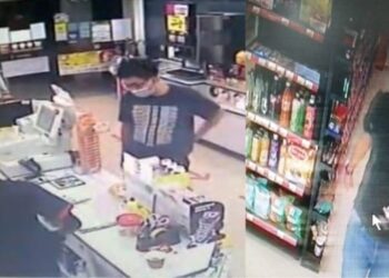 TANGKAP layar rakaman CCTV membabitkan seorang suspek yang dipercayai menggunakan wang palsu di sekitar daerah Rembau dan Seremban. - FOTO/IHSAN POLIS