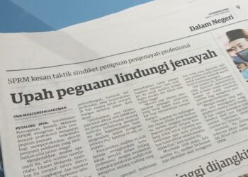 KERATAN akhbar Utusan Malaysia hari ini.